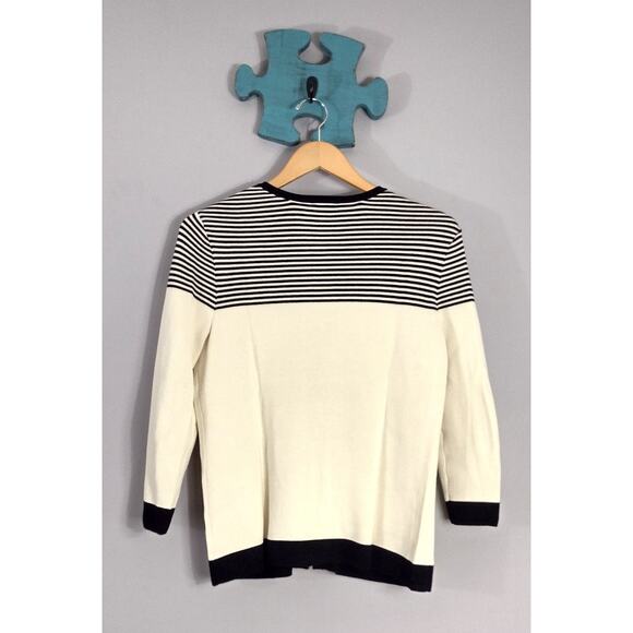 Talbots women's striped zipper front sweater medium cotton rayon - Picture 12 of 13